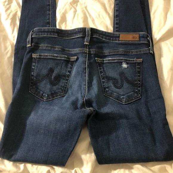 AG-ED Denim distressed skinny ankle blue Jeans size 27 - Picture 2 of 6